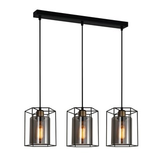 Foto 1 | Foto 1 | Lámpara Colgante Genérica de 3 Luces E27 Metal y Cristal Gris 72 X 18 cm - Venta Internacional