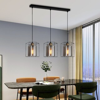 Foto 5 | Foto 5 | Lámpara Colgante Genérica de 3 Luces E27 Metal y Cristal Gris 72 X 18 cm - Venta Internacional