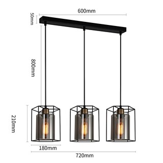 Foto 6 | Foto 6 | Lámpara Colgante Genérica de 3 Luces E27 Metal y Cristal Gris 72 X 18 cm - Venta Internacional