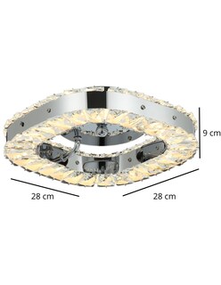 Foto 3 | Foto 3 | Plafón LED de Cristal Plateado Cuadrado con 3 Opciones de Luz