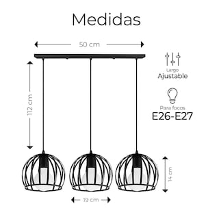 Foto 2 | Foto 2 | Lámpara Colgante De Techo Vintage Metal Ajustable Moderna Eo Safe Imports Esi-14905 Negro