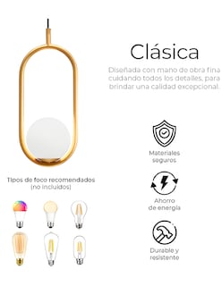 Foto 4 | Foto 4 | Lámpara De Techo Moderna Candelabro De Globo Colgante Latón