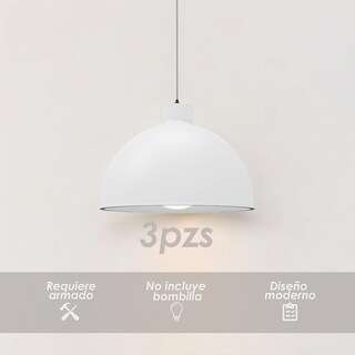 Foto 3 | Foto 3 | Paquete 3 Lámparas de Techo Ilios Innova Colgantes Decorativas Estilo Nórdico Blancas