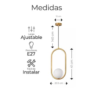 Foto 2 | Foto 2 | Lámpara De Techo Moderna Candelabro De Globo Colgante Latón Color Dorado