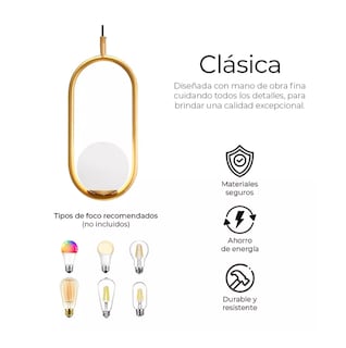 Foto 4 | Foto 4 | Lámpara De Techo Moderna Candelabro De Globo Colgante Latón Color Dorado