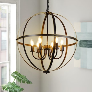 Foto 1 | Foto 1 | Lámpara Colgante Chandelier Dllt Con Forma De Orbe, 6 Luces, Color Negro Y Dorado, 60 W - Venta Internacional.