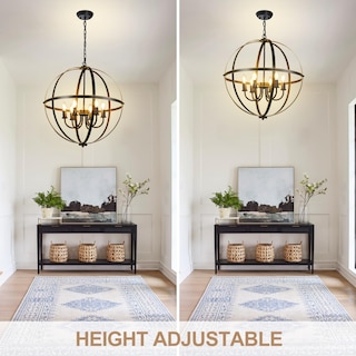 Foto 5 | Foto 5 | Lámpara Colgante Chandelier Dllt Con Forma De Orbe, 6 Luces, Color Negro Y Dorado, 60 W - Venta Internacional.