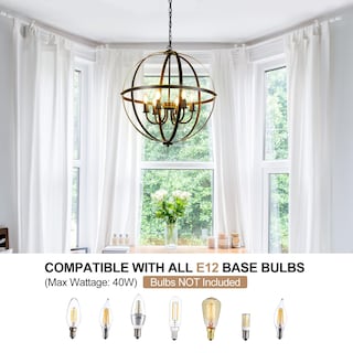 Foto 6 | Foto 6 | Lámpara Colgante Chandelier Dllt Con Forma De Orbe, 6 Luces, Color Negro Y Dorado, 60 W - Venta Internacional.