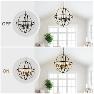 Foto 7 | Foto 7 | Lámpara Colgante Chandelier Dllt Con Forma De Orbe, 6 Luces, Color Negro Y Dorado, 60 W - Venta Internacional.
