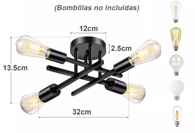 Foto 3 | Foto 3 | Moderna Lámpara Xtellar De Techo Negro Spider 4 Luces