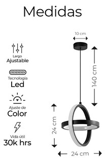 Foto 3 | Foto 3 | Lámpara Colgante Xtellar Candil Circular Nórdico Led Negro