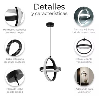 Foto 4 | Foto 4 | Lámpara Colgante Xtellar Candil Circular Nórdico Led Negro