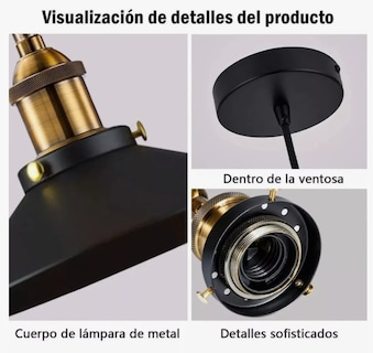 Foto 3 | Foto 3 | Lámparas Xtellar De Techo Industrial Base E26 E27 Colgantes 3piezas