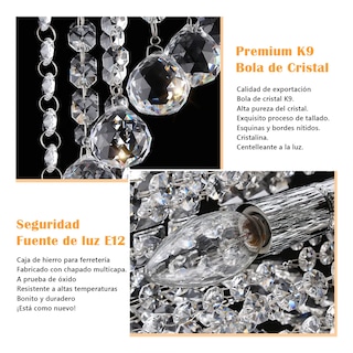 Foto 3 | Foto 3 | Lámpara De Techo Cristal Modernas Metal Colgantes Eo Safe Imports Esi-19473 Transparente