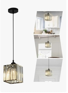 Foto 1 | Foto 1 | Lámpara Colgante Xtellar Lámpara De Techo Cristal Moderna Decorativa Estructura Cuadrado Negro