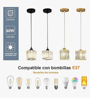 Foto 2 | Foto 2 | Lámpara Colgante Xtellar Lámpara De Techo Cristal Moderna Decorativa Estructura Cuadrado Negro