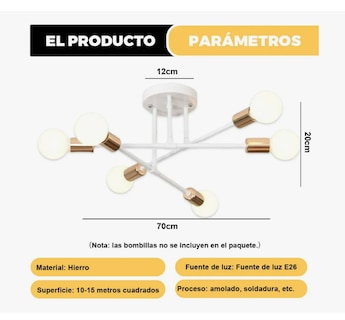 Foto 2 | Foto 2 | Lámpara De Techo Decorativas Moderna De 6 Pared Luces Blanco