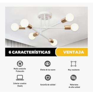 Foto 3 | Foto 3 | Lámpara De Techo Decorativas Moderna De 6 Pared Luces Blanco