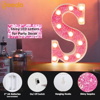 Foto 4 | Foto 4 | Letrero Led Con Letras En Forma De Marquesina Rosa Pooqla Con Purpurina Rosa A - Venta Internacional.