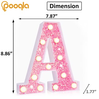 Foto 5 | Foto 5 | Letrero Led Con Letras En Forma De Marquesina Rosa Pooqla Con Purpurina Rosa A - Venta Internacional.