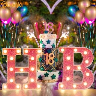 Foto 6 | Foto 6 | Letrero Led Con Letras En Forma De Marquesina Rosa Pooqla Con Purpurina Rosa A - Venta Internacional.