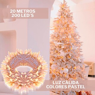 Foto 5 | Foto 5 | Serie De Luces Led Navideñas Luxvi 20m Blanco Cálido 200 Leds