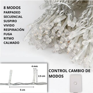 Foto 5 | Foto 5 | Serie De Luces Led Navideñas Luxvi 20m Blanco Frío 200 Leds