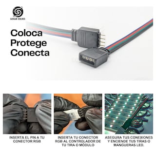 Foto 4 | Foto 4 | Conector Con Cable De 4 Pines Para Tiras Led Rgb, 12 Piezas