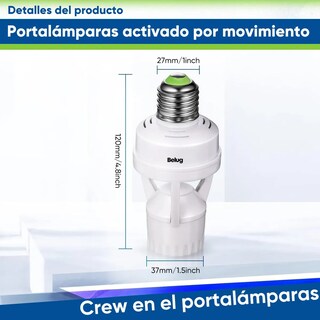 Foto 4 | Foto 4 | 4 Porta Lámpara Sensor De Movimiento 360° Grados Infrarrojo