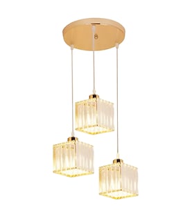 Foto 1 | Foto 1 | Lámpara Colgante De Techo Cristal Moderna Decorativa 3 Cabezas Dorado