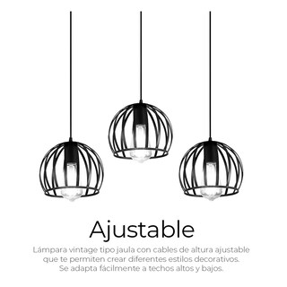 Foto 2 | Foto 2 | Lámpara Colgante de Techo Belug Vintage Negra Metal Ajustable