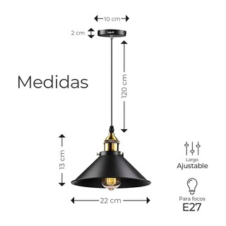 Foto 2 | Foto 2 | 2 Retro Lámpara Colgante Lampara De Techo Industrial E26 Lab.g Negro