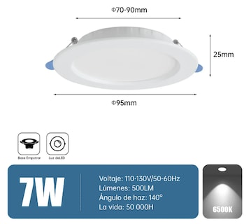 Foto 2 | Foto 2 | Xtellar Juego De 5 Lámparas Led Empotrables De 7w, Brillo Superior, Ahorro De Energía, Luz Blanca Fría