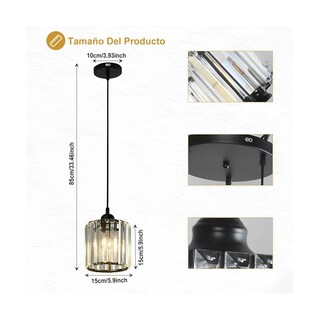 Foto 2 | Foto 2 | Lámpara Colgante Techo Cristal 3 Piezas Eo Safe Imports Esi-19481 Negro
