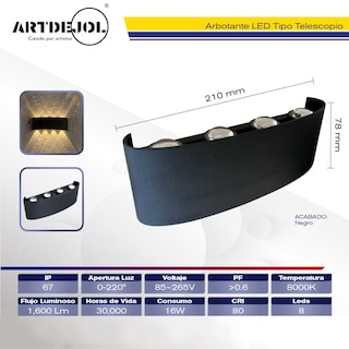 Foto 3 | Foto 3 | Arbotante Tipo Telescopio 16 W Negra