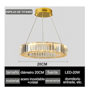 Foto 5 | Foto 5 | Lámpara Colgante De Techo Cristal Decorativa Moderna Comedor Dorado