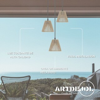 Foto 4 | Foto 4 | Lámpara Tejida Soga Cuerda 3 Campanas