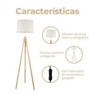Foto 3 | Foto 3 | Lámpara de Piso Gl-0081 Minimalista Patas de Madera