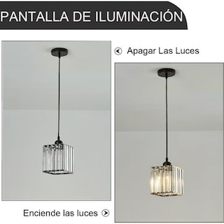 Foto 3 | Foto 3 | Lámpara De Techo Moderna Con Colgante Negro Decorativo De Cristal - Venta Internacional.