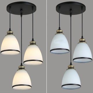 Foto 3 | Foto 3 | Lámpara Colgante Riad con 3 Elegantes Pantallas de Cristal Blanco Y Negro - Venta Internacional