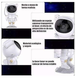 Foto 3 | Foto 3 | Lámpara de Noche Proyector de Estrella Galaxia Astronautas Blanco