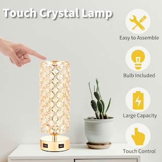 Foto 2 | Foto 2 | Lámpara De Mesa Crystal Gzkpl Touch Control Con Doble Puerto Usb - Venta Internacional.