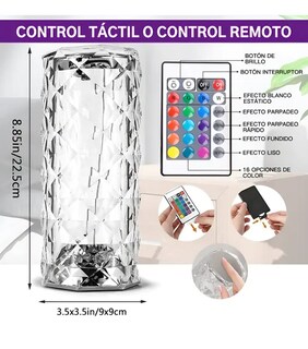 Foto 4 | Foto 4 | Lámpara Xtellar Xtellar De Mesa Cristal Recargable Control Táctil 16 Colors