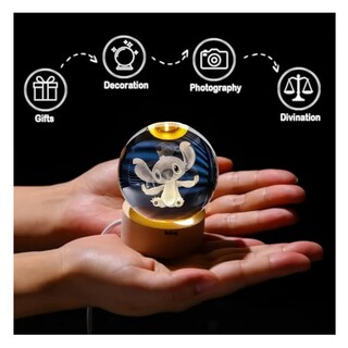Foto 4 | Foto 4 | 1 Pz Lampara 3d Stitch Bola De Cristal Luz De Noche Belug  Transparente