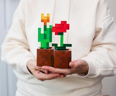 Foto 3 | Foto 3 | Maceta Mood Lights Minecraft Con Forma De Tulipán Y Amapola Color Naranja - Venta Internacional.