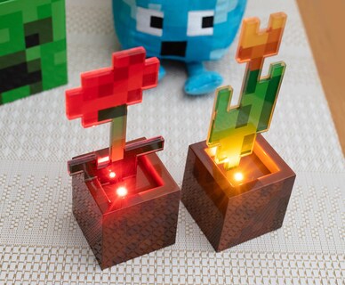 Foto 4 | Foto 4 | Maceta Mood Lights Minecraft Con Forma De Tulipán Y Amapola Color Naranja - Venta Internacional.