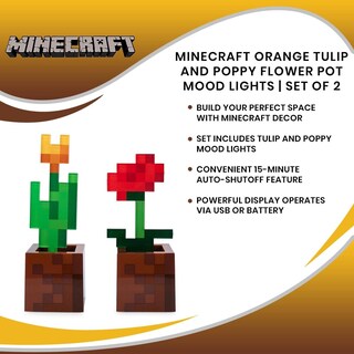Foto 7 | Foto 7 | Maceta Mood Lights Minecraft Con Forma De Tulipán Y Amapola Color Naranja - Venta Internacional.