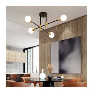 Foto 1 | Foto 1 | Lámpara De Techo Moderna Con 4 Focos Led Negros Y Dorados - Venta Internacional.