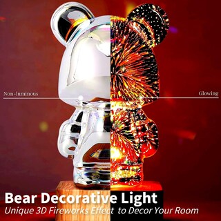 Foto 3 | Foto 3 | Luz Nocturna Gzkpl Twinkle Bear 3d Para Fuegos Artificiales Que Cambian De Color - Venta Internacional.