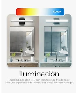 Foto 2 | Foto 2 | Lámpara Para Espejo De Baño Moderna Con Luz Led Blanca 24w Estructura Negro